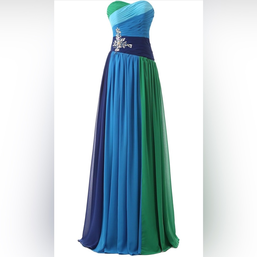 BELLE HOUSE Women’s Long Ombre Dress Chiffon Ball Gown - Picture 3 of 6